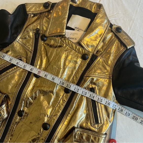 NWT 3.1 Phillip Lim Distressed Metallic Belted Biker Jacket Bronze Sz 6 (a2) - Picture 11 of 16